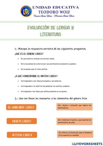 Evaluación parcial de lengua y literatura