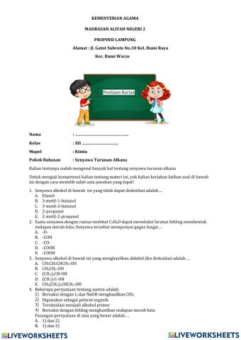 Penilaian Harian Senyawa Turunan Alkana