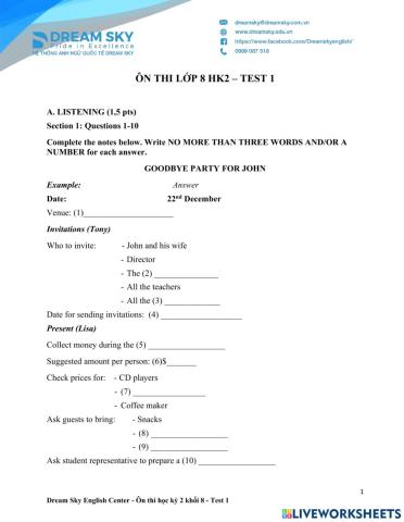 Grade 8-semester 2-test 1