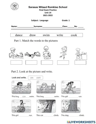 Family and Friends 1 Unit 14