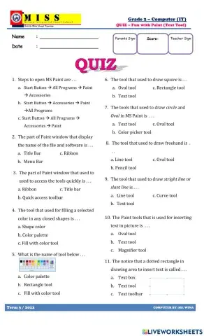 Quiz IT Grade 2 - MS Paint