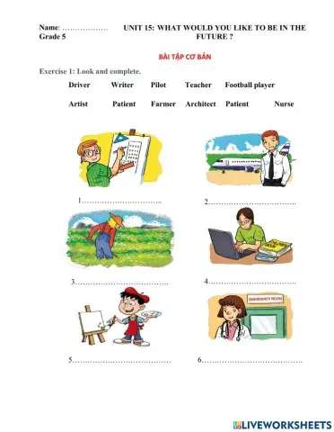 Unit 15: What would you like to be in the future?