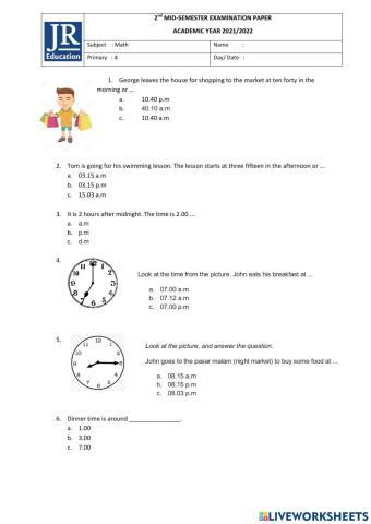 Mid Test Smt 2 P4 - Math (Angelo)