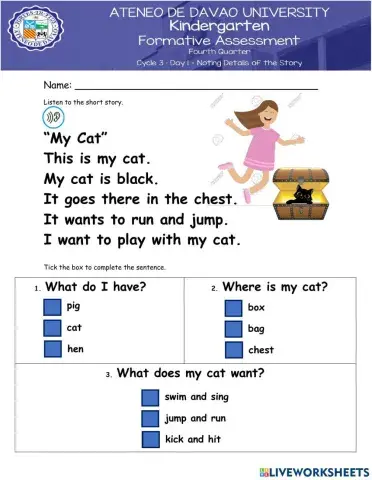 Day 1-Noting Details of the Story - My Cat