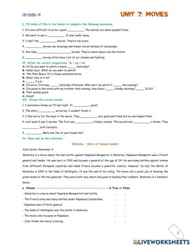 Unit 7: Movies