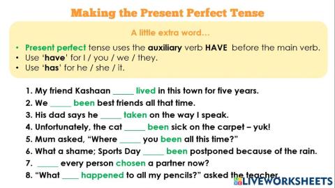 Present Perfect- Auxiliary Verb