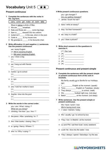 Present continuous - simple