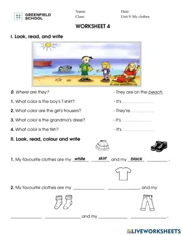 Look 1. Unit 9. Worksheet 4