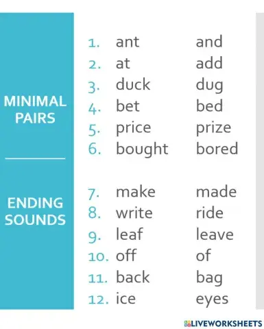 Minimal Pairs - Ending Sounds