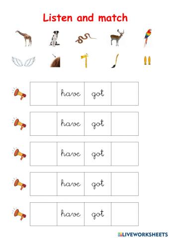 Listen and match animals and body parts 2