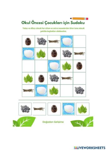 Okul öncesi sudoku çalışmaları