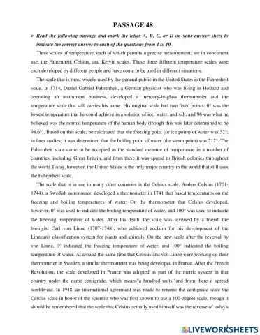 Reading Comprehension G12 (Scales of Temperature)