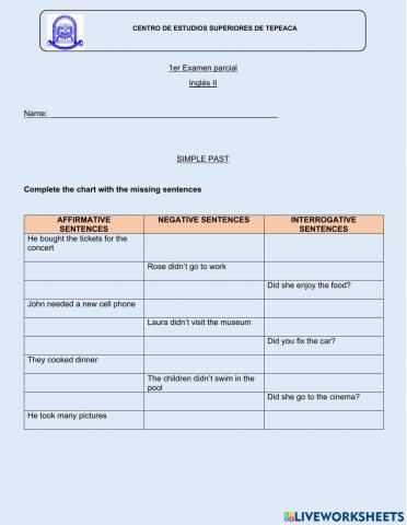 Primer parcial Simple past