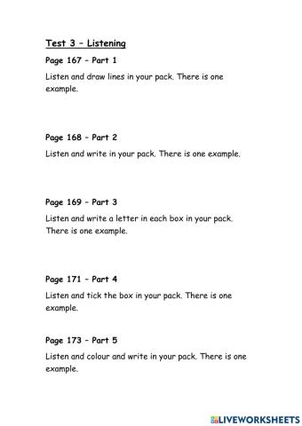 MOVERS test 3 Listening