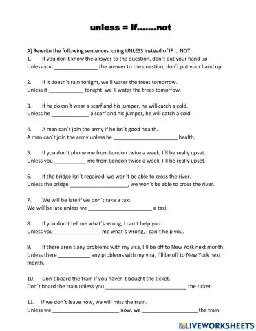 Unless, If Not in first conditional