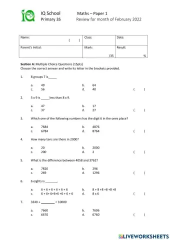 Standard Maths Paper 1