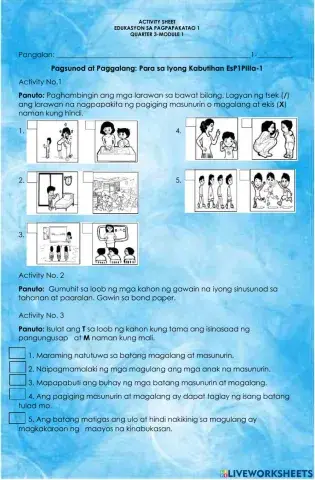 Pagsunod at Paggalang: Para sa Iyong Kabutihan EsP1PIIIa-1