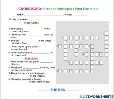 Crossword: Present participle - Past participle