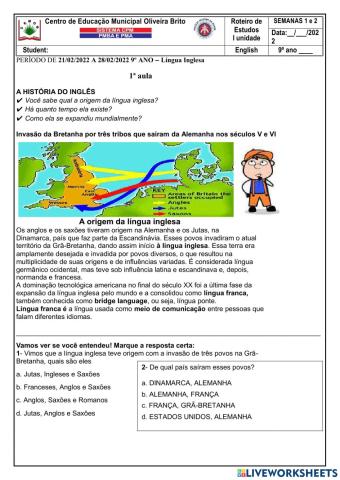 Dimensão Cultural - Origem da Língua Inglesa