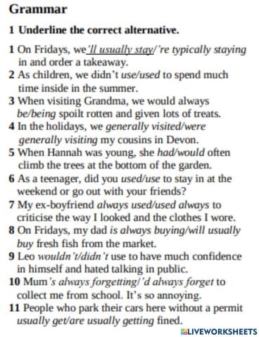 Present and past habits