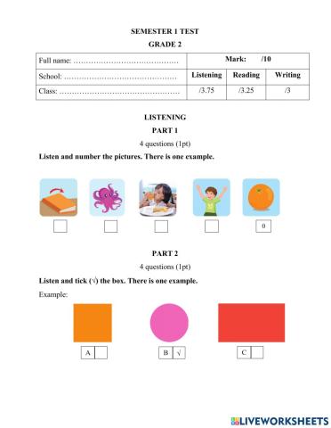 Sm2 - sem1 test - listening