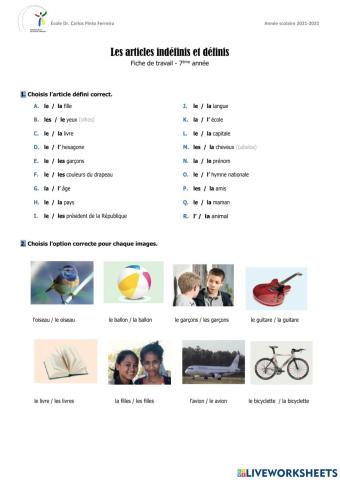 Articles définis et indéfinis