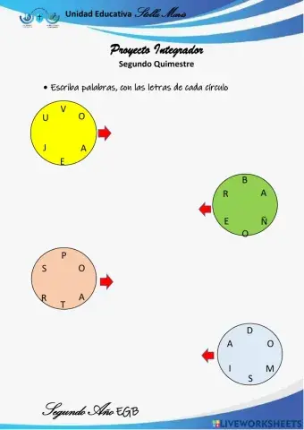 Escriba palabras, con las letras de cada círculo