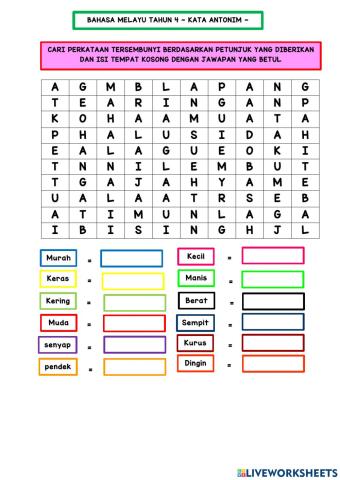 Ulangkaji b, tahun 4 antonim