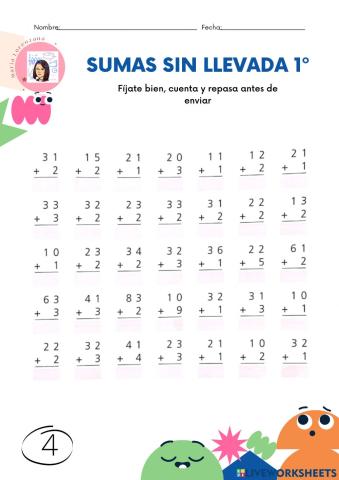 Sumas sin llevadas 4