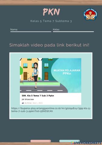 PKN Kelas 5 Tema 7 Subtema 3