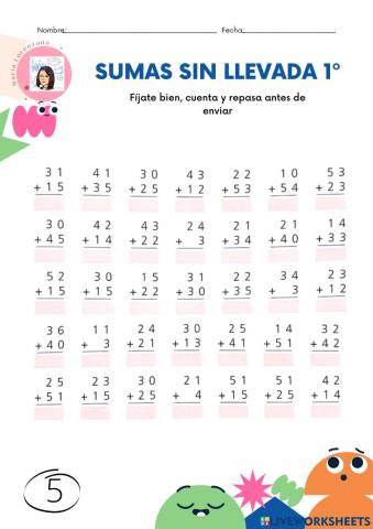 Sumas sin llevada 5