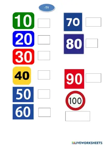 Number 10,20,30... 100