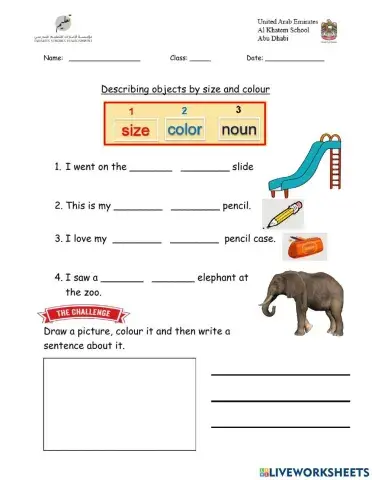 Adjectives - size and colour