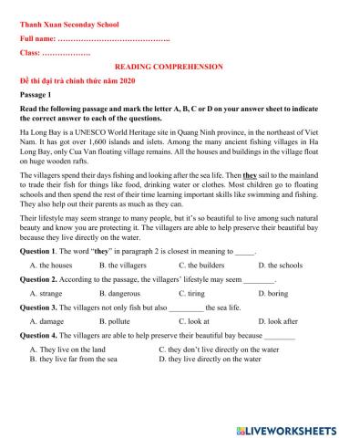 Reading comprehension