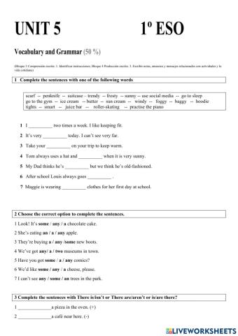 Unit 5 - 1 ESO There is-are