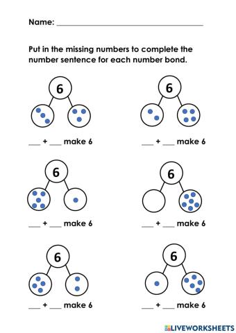 Number bonds for 6