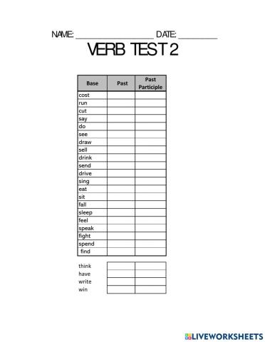 Verb list 2