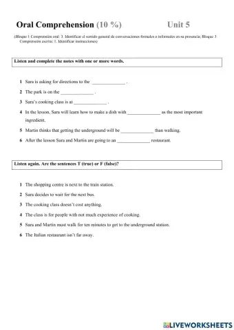Listening Directions Unit 5 1 ESO