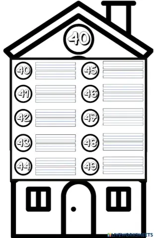 Escribir números del 40 al 49