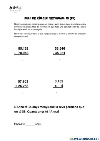 Full de càlcul 15 (PI)