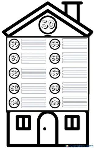 Escribir números del 50 al 59