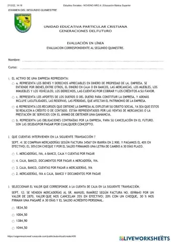 Evalucion de contabilidad segundo quimestre