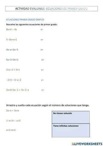 Ecuaciones primer grado