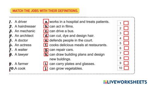 6 6.ünite occupations (match them)