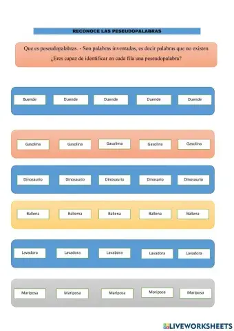 Ejercicios de Pseudopalabras