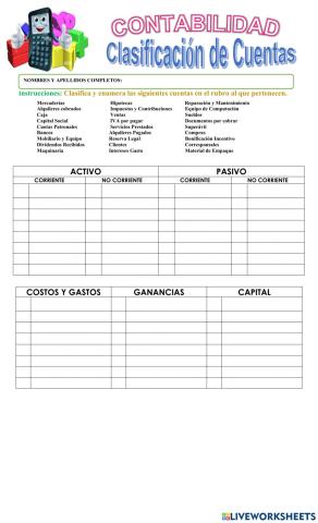 Clasificación de Cuentas