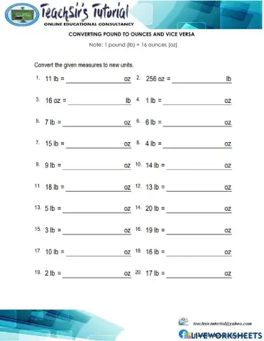 Converting pound to ounces and vice versa
