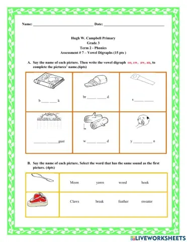 Vowel Digraph Quiz 4