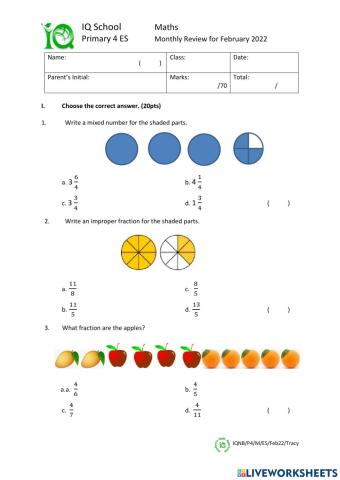 Maths test- February 2022