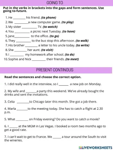 Present continous and going to